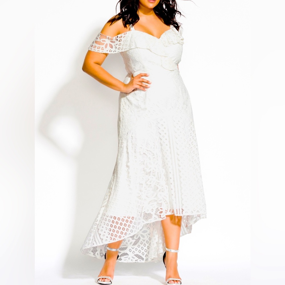 NWT CITY CHIC WHITE FEMME FATALE MAXI DRESS 18W